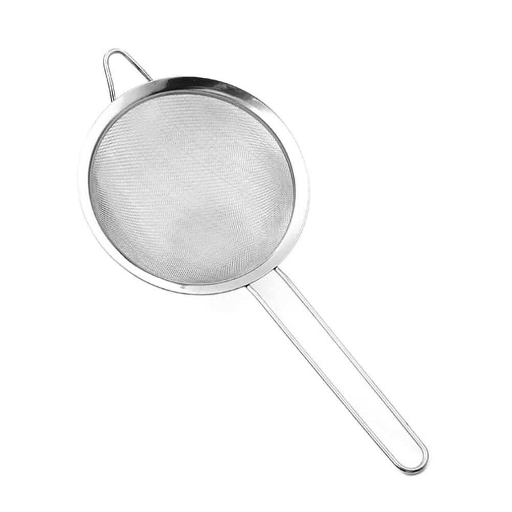 Mezclador de harinas manual de acero inoxidable, taza tamizadora de malla, herramienta para hornear azúcar glaseado, prensado a mano, utensilios para hornear: 8cm