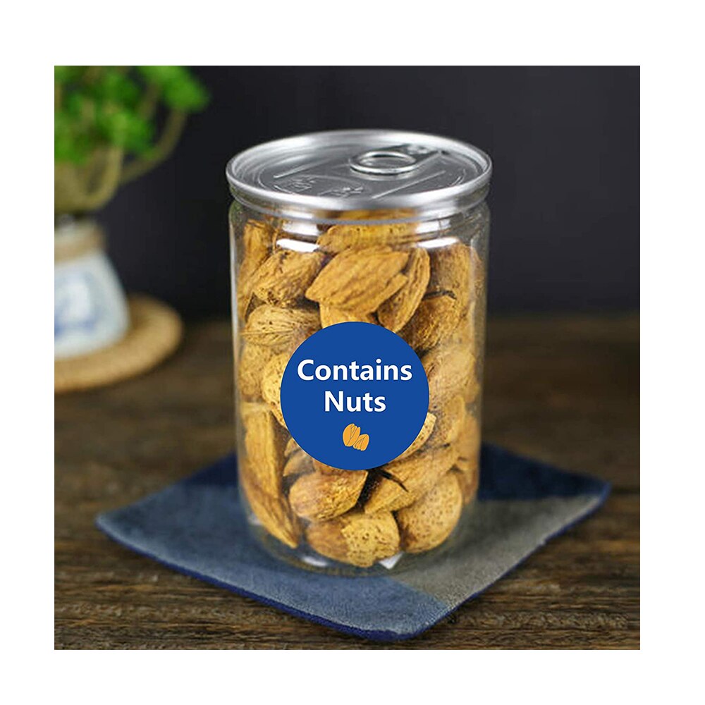 Contains Nuts Labels 1 Inch Round Circle Dots 500 Pcs Per Roll