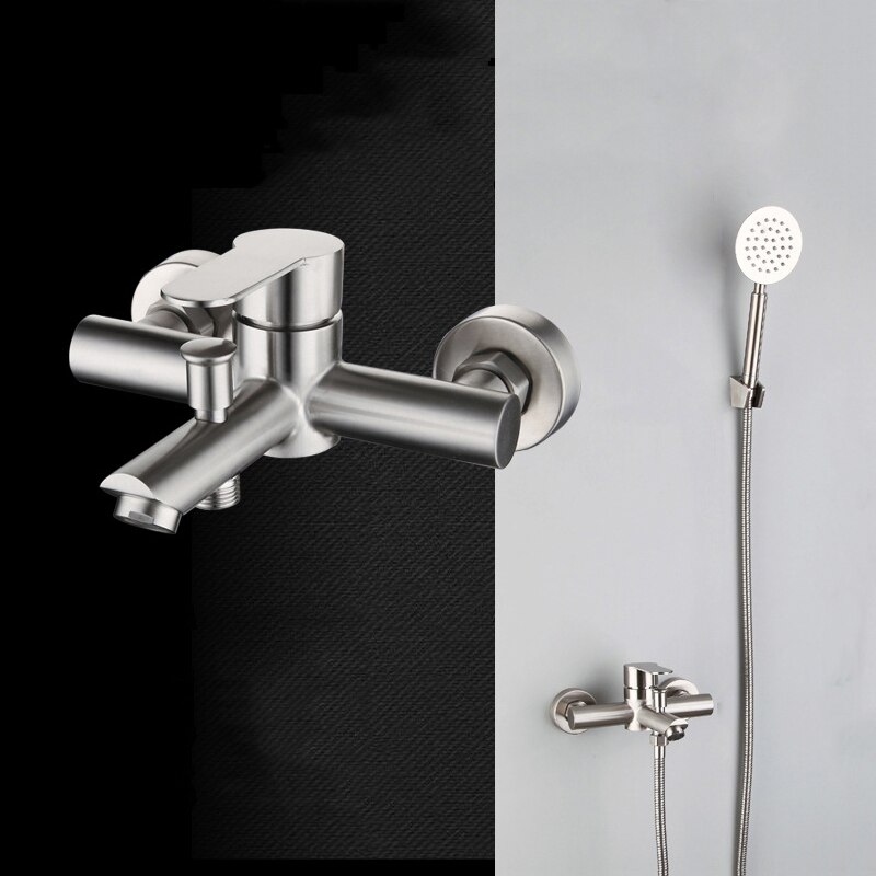 Bathroom Shower Faucet Set Stainless Steel Triple Bathtub Shower Faucet Bathtub Water Mixer Valve Nozzle Tap and Cold Water