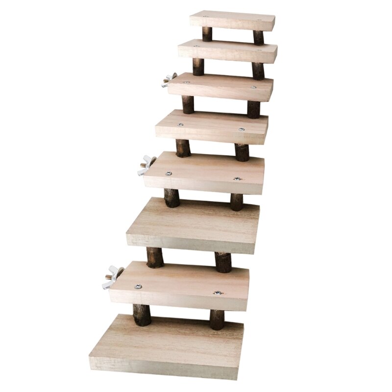 Escalera para hámster de madera Natural de 3/4/5/6/7/8 capas, juguetes para mascotas, loros, escaleras de escalada, , accesorio para jaula: F