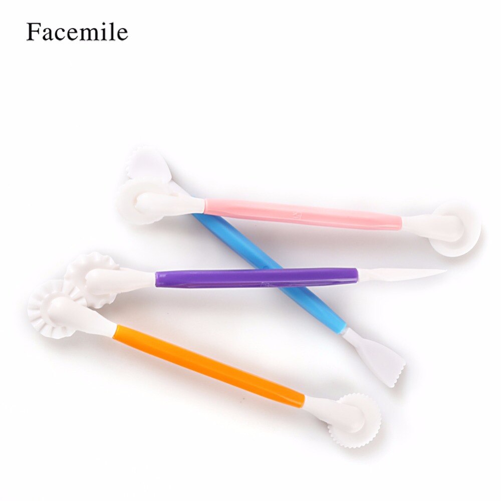 Facemile 4 Stuks Fondant Cake Pen Decor Set 8 Patronen Bloem Sugarcraft Modelling Tool Graveren Snijden Pennen Tool Cake Decor tool