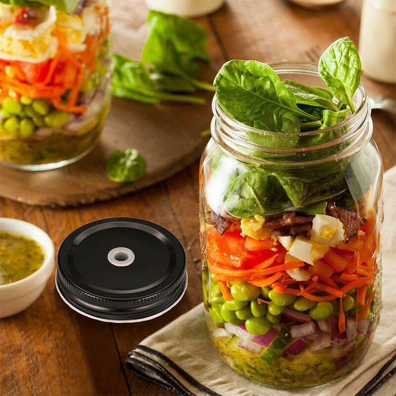 Stainless Steel With Straw Hole Lid Straw Cup Lid For Mason Bottle 70/86mm Flower Stopper Random Color