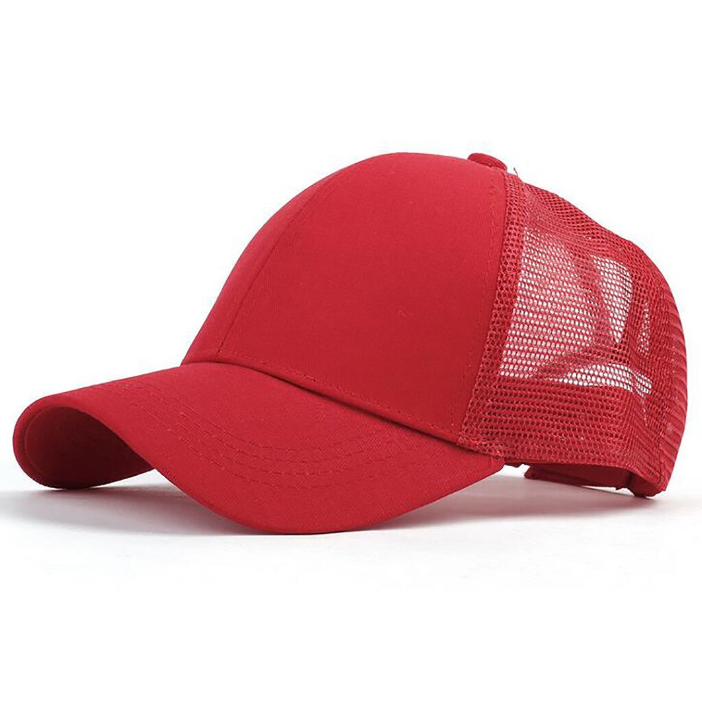 Support and Outdoor Unisex Baseball Mesh Cap Open Back Solid Color Sun Hat Cap top selling product: RD