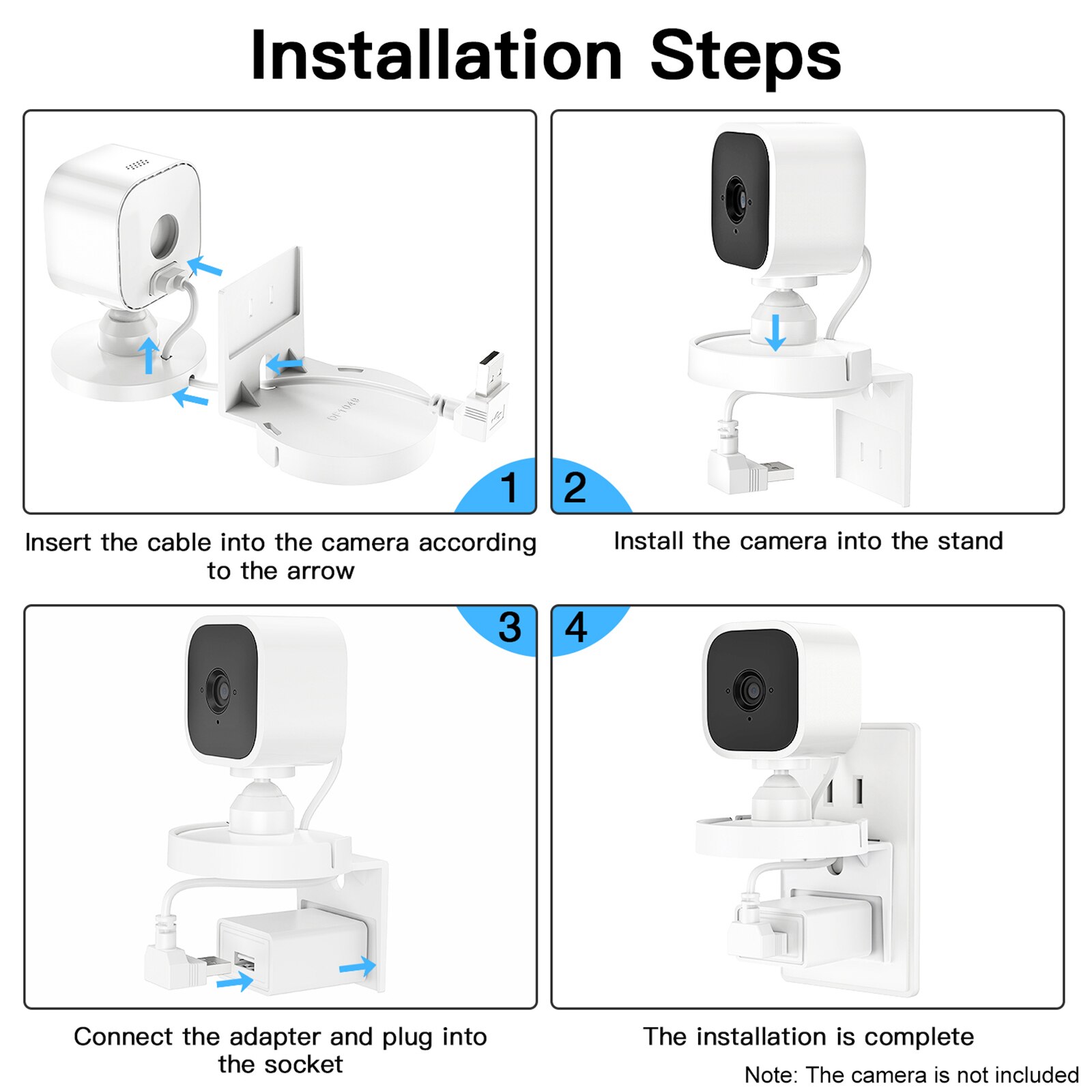 2 Pack Protect Outlet Wall Mount Bracket 360 Degree Swivel AC Outlet Wall Plug Mount Stand Holder Bracket for Blink Mini(US)