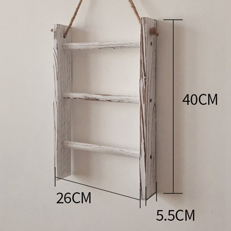 Colgante de pared con cuerda para decoración del hogar, toallero de madera Retro Para dormitorio, baño, cocina, sala de estar, escalera de almacenamiento