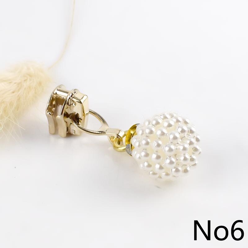 Meetee 5pcs 3# Pearl Puller Metal Zipper Sliders for Metal Zippers DIY Bag Costume Decoration Zip Slider Head Sewing Accessories: 6