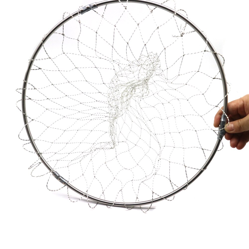 Nylon Fishing Nets Rhombus Mesh Hole Depth Collapsible Fishing Tools Folding Nylon Landing Dip Net