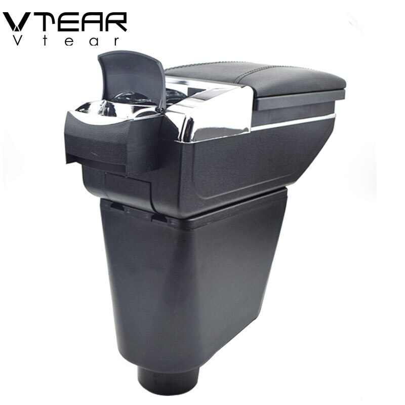 Vcry-accessoires pour renault clio 2, accoudoir de voiture accoudoir en cuir, boîte de rangement rotative, salon de voiture, console centrale,