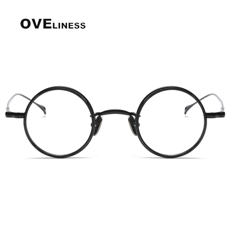 Montura de gafas de titanio puro para hombre, monturas de gafas graduadas ópticas redondas Vintage para miopía, gafas Retro Titan para mujer 2025