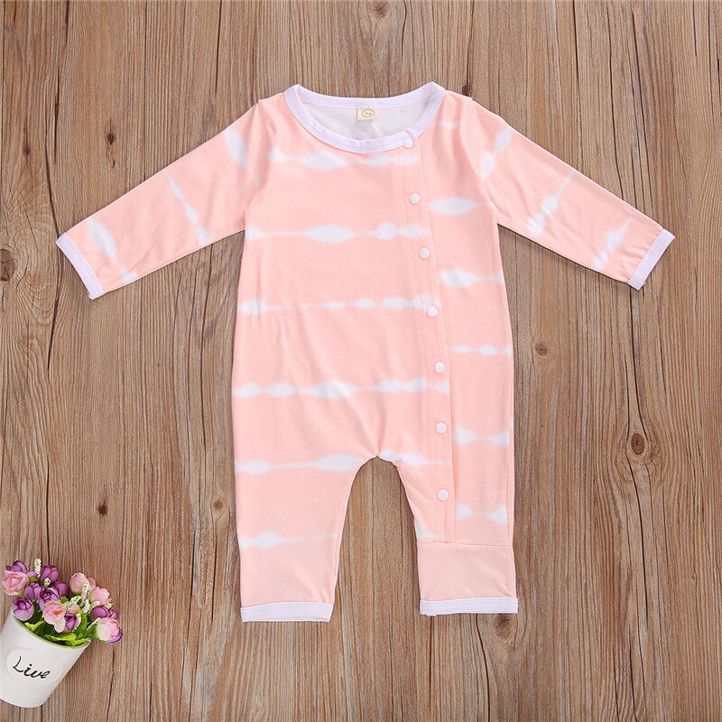 Baby Frühling Herbst Kleidung Neugeborenen Baby Mädchen Jungen binden Farbstoff Kleidung Baumwolle gestreift Strampler Baby Gesamt Nachtwäsche lässig Outfits