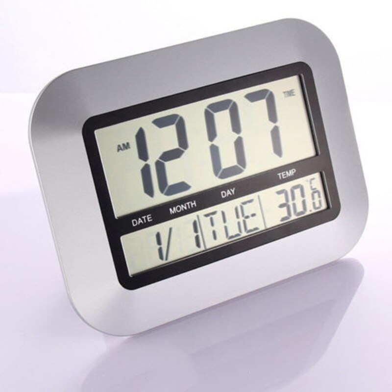 1X Super Large Atomic Digital Wall Clock Time Date Display Calendar Indoor Decor