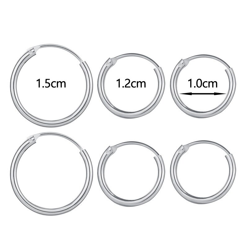 Oorringen Voor Vrouwen Eenvoudige Stijl Zwart Goud Zilver Kleur Oor Ringen Punk Oorbel Man Hip Hop Sieraden Unisex 10/12/15Mm