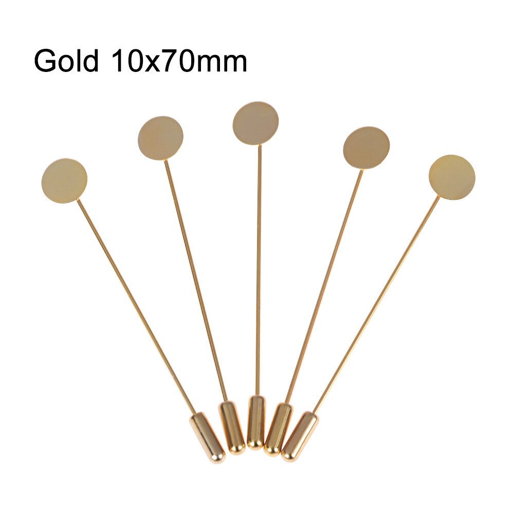 1/10Pcs Gold Silber Farbe Überzogen Simulierte Perle Legierung Kupfer Lange Brosche Pin DIY Revers Kleid Machen Broschen basis Schmuck: 1