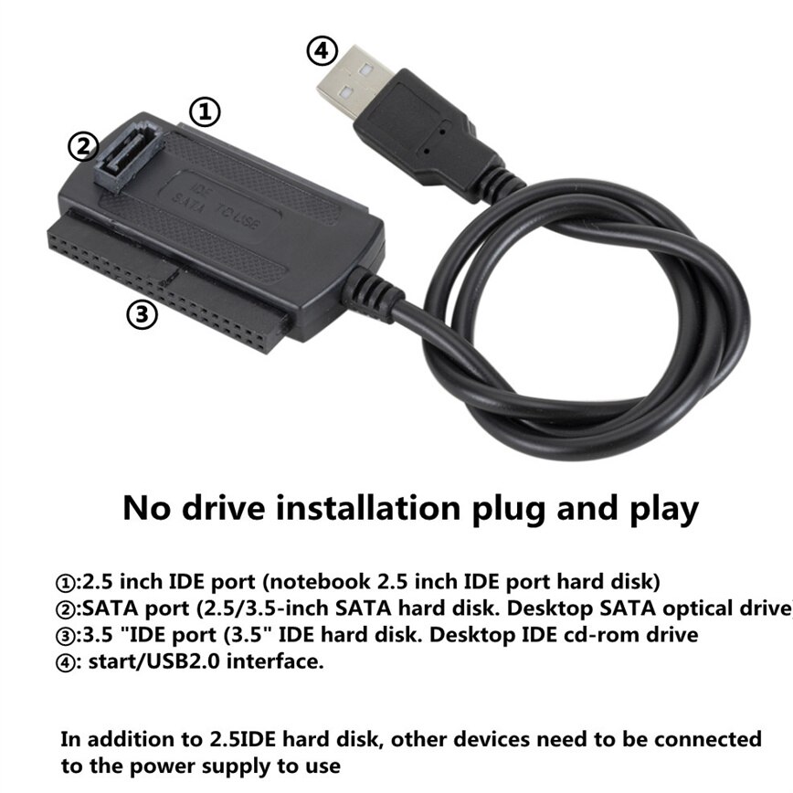 Grwibeou 3 in1 USB 2.0 do IDE/SATA 2.5 &quot;3.5&quot; dysk twardy HDD konwerter kabel Adapter do ATA/ATAI LBA kabel USB do IDE