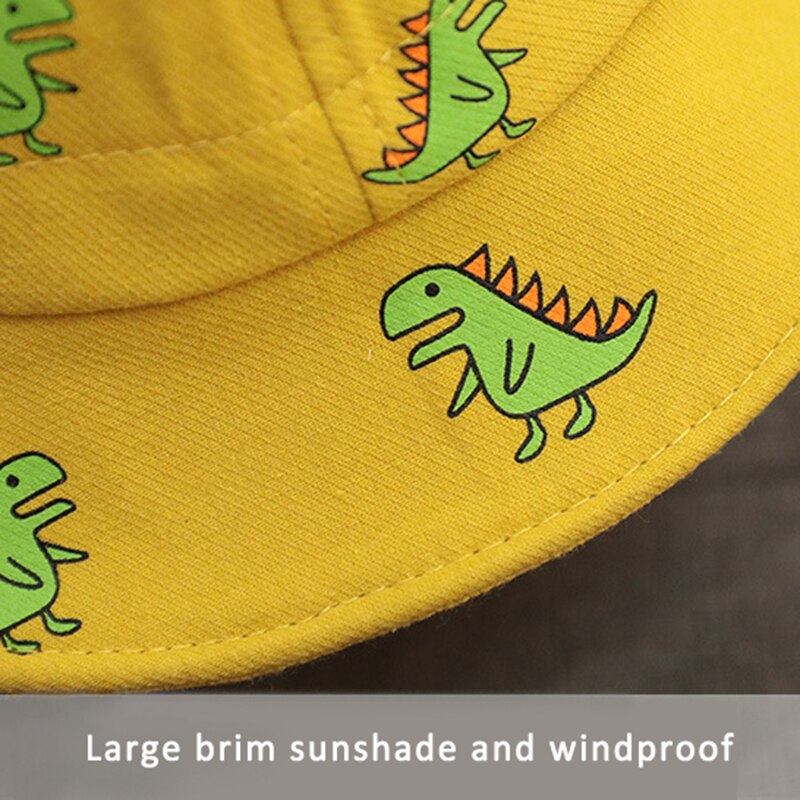 Cute Cartoon Baby Hat Dinosaur Printed Kids Girl Boy Bucket Cap Spring Summer Outdoor Children Toddler Fisherman Beach Sun Hat