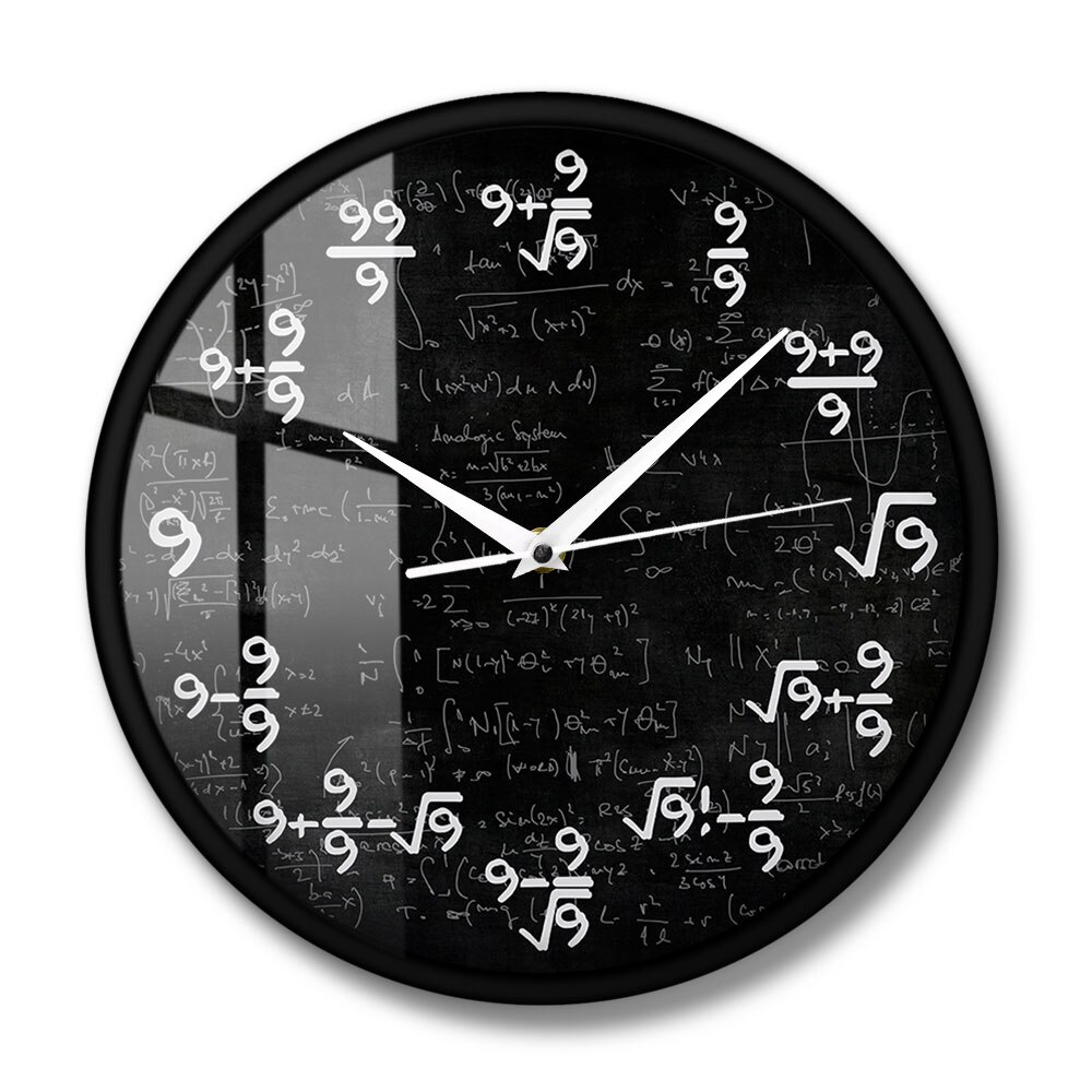 Les Nines Math horloge murale numéro 9 Math horloge moderne montre murale calcul équation l'horloge de 9s formules mathématiques Art mural