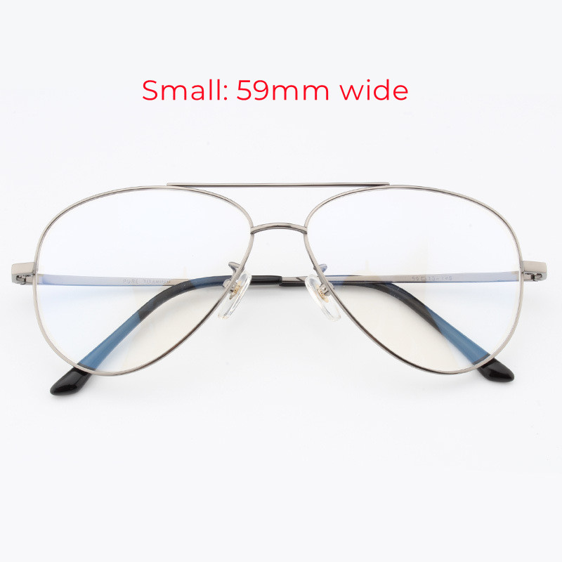 Ren titan optisk innfatning med styrke herre pilotbriller solbriller brille store brede ansiktstrekk bruk 63mm brede dobbel bro: Grå