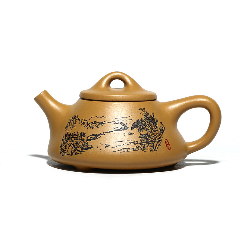 recommended pure manual high-capacity teapot set tea service home famous authentic landscape stone gourd ladle pot