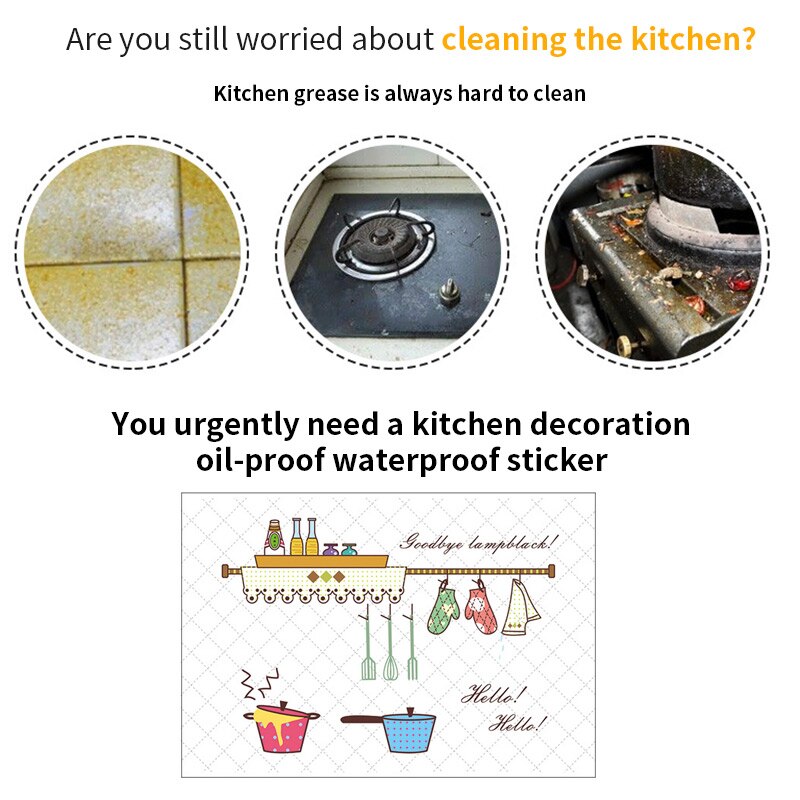 Self-Adhesive Tile Stickers Paper High Temperature Kitchen Oil-Proof Stickers Anti-Oil Gas Stove Ceramic Tile Wall Stickers