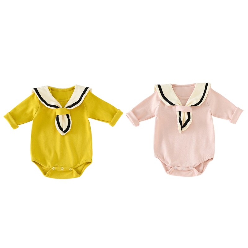 printemps bébé barboteuse enfant en bas âge vêtements bébé fille body à manches longues col marin garçon combinaisons