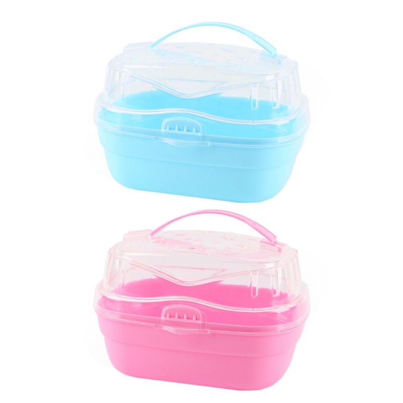 Caja de transporte para hámster, transportadora de mascotas pequeña, portátil, casa de vacaciones para ratón H55A