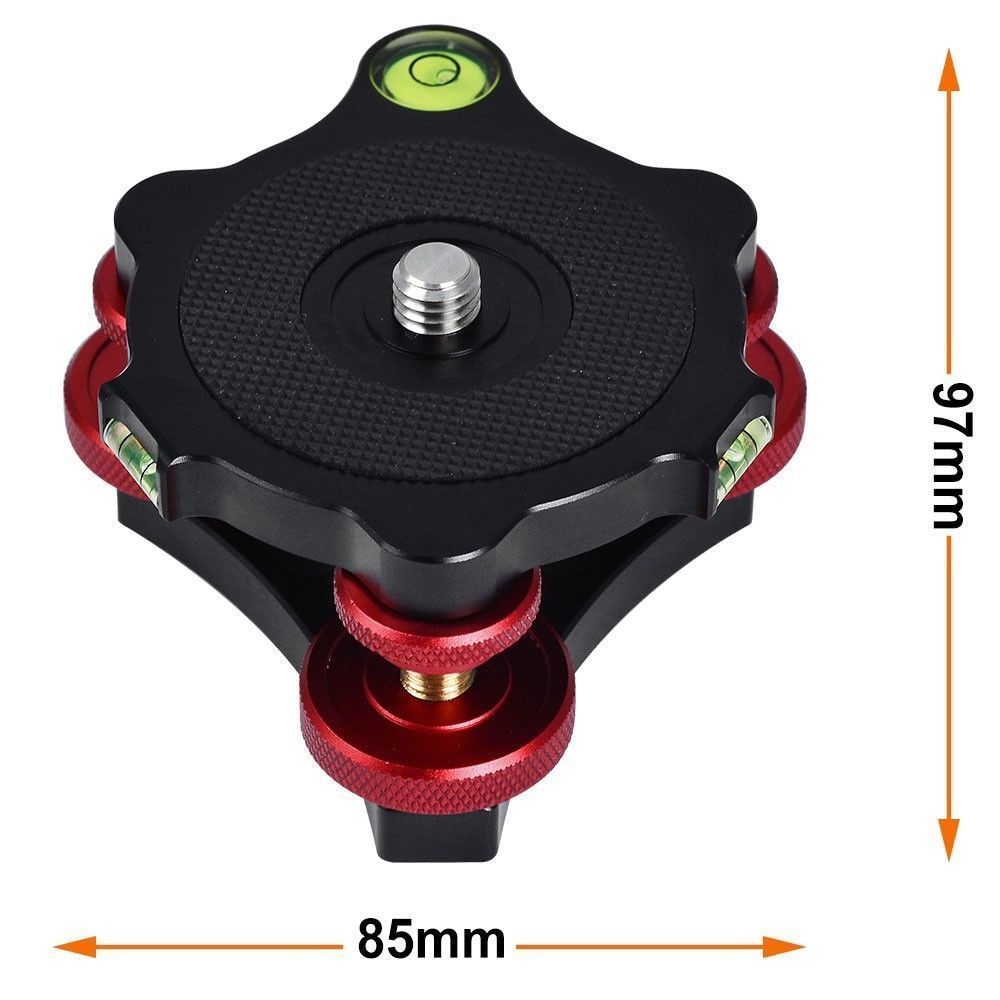 Aluminum Screw Precision Leveling Base Tripod Head Plate with 3 Adjustment Dials for DSLR Camera Tripod Monopod