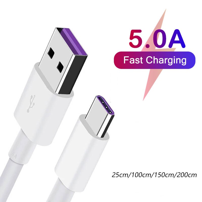 0.25m 1m 1.5m 2m 5a usb type c-kabel supercharge usb c-kabel voor huawei  p20 snellader snel opladen mobiele telefoon oplaadkabel