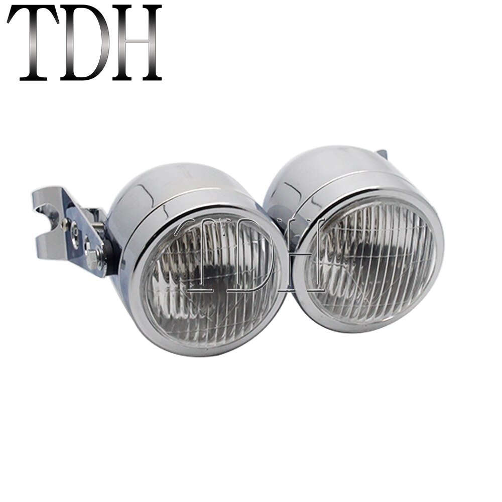Motorcycle Retro Headlight Mesh Grill Twin Dual Cafe Racer Front Head Light Lamp Bracket Mask Kits For Harley Dirt Bikes