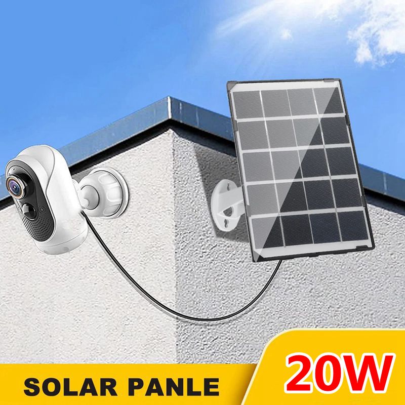 mini pannello solare 20W impermeabile per telecamera di sicurezza IP caricabatterie esterno per banca di energia solare con cavo di ricarica micro USB 5M/16Ft 5V