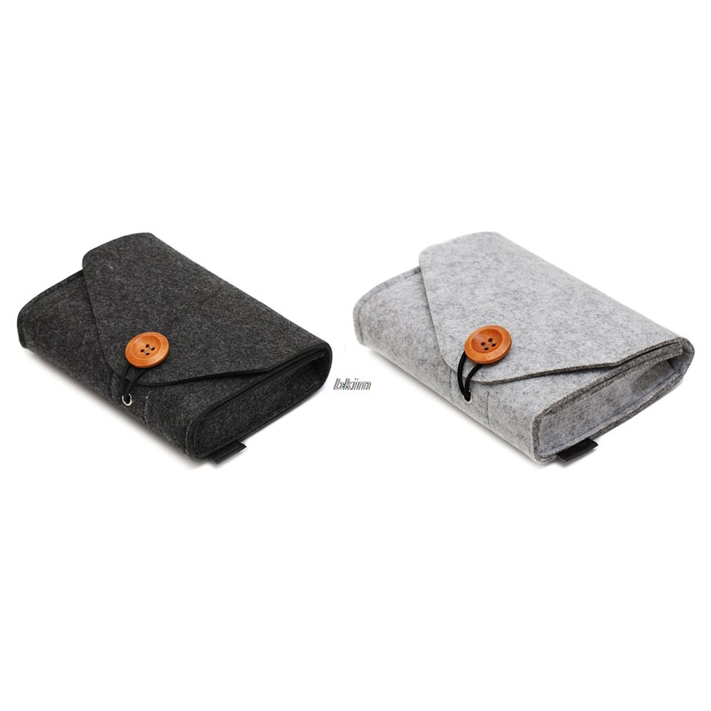 Modieuze Effen Kleur Power Bank Opbergtas Draagbare Reizen Vilt Usb Data Kabel Oortelefoon Organisator Tas