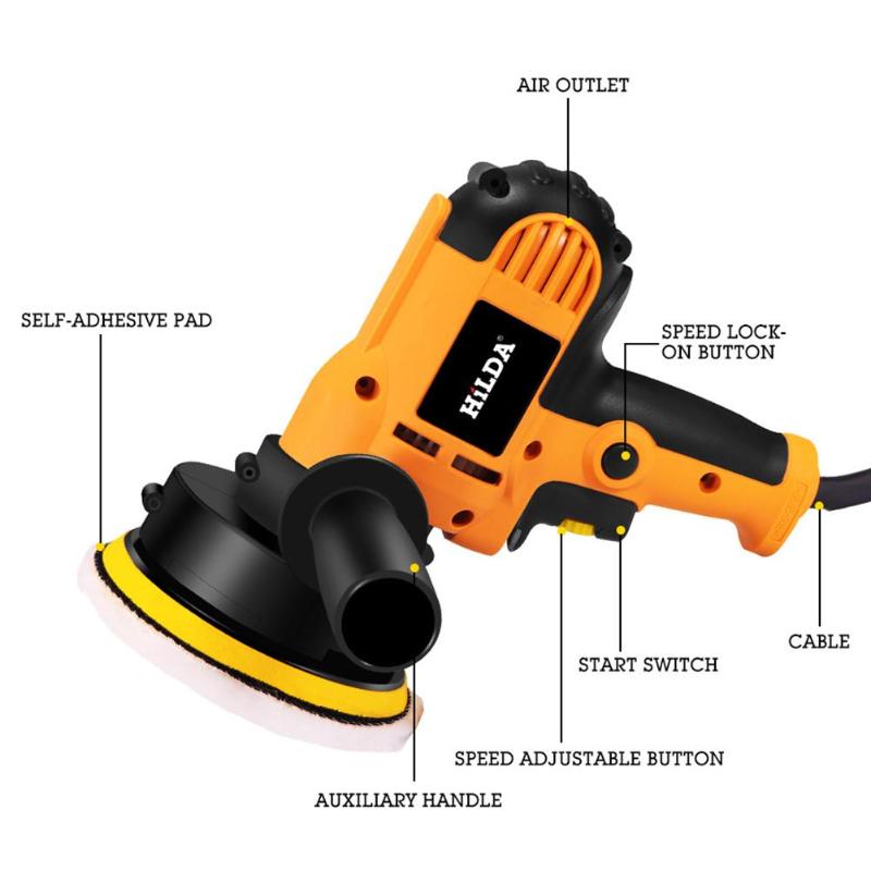 Electric Car Polisher Machine 220V 500-3500rpm 600W Auto Polishing Machine Sander Polish Waxing Tools Car Accessories Power Tool