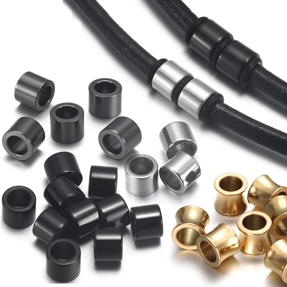 1piece Stainless Steel 6.5mm Hole Size Spacer Hair beard Beads DIY Paracord Knife Lanyard Jewelry Accessories Bracelet Making