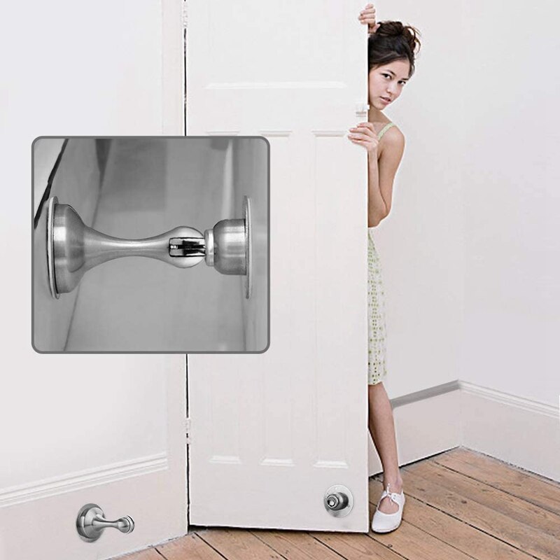 2Pcs Stainless Steel Magnetic Door Stop Stickers Door Stop Wall-Mounted Nail-Free Door Stop Door Hardware