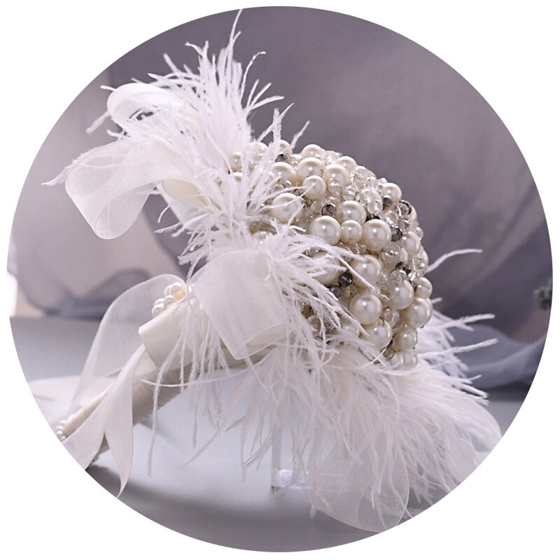 Topqueen HF03 Prachtige Kralen Parels Bruidsboeket Boeket Broche Boeket Bruiloft Accessoires Sieraden Boeket: Default Title