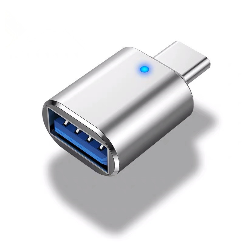 Tipo C a USB 3.0 OTG adattatore USB-C maschio a USB convertitore femmina per Macbook Samsung S20 Xiaomi Huawei USBC OTG connettore LED: silver