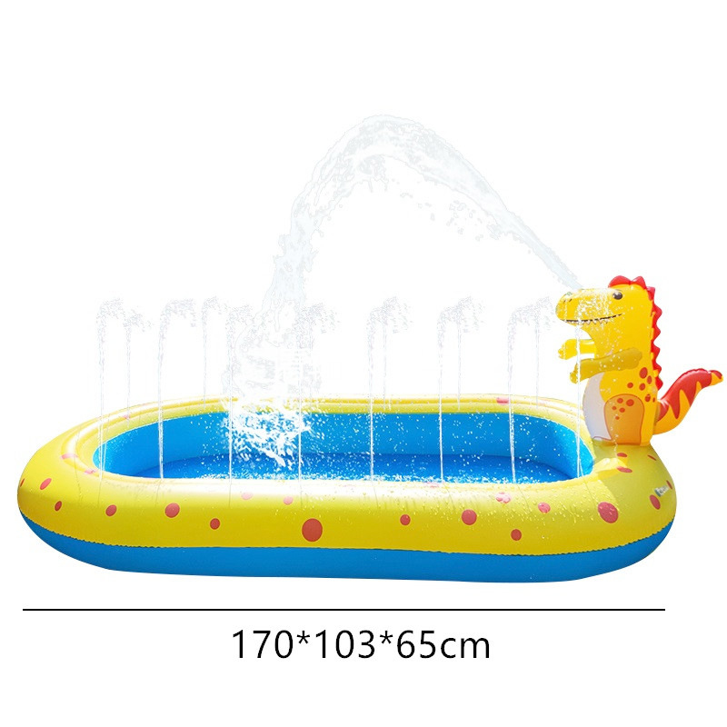 Cartoon Inflatable Dinosaur Fountain Outdoor Dolphin Watering Mat Children&#39;s Water Toys Frog Swimming Pool Shark Swimming Pool: Default Title