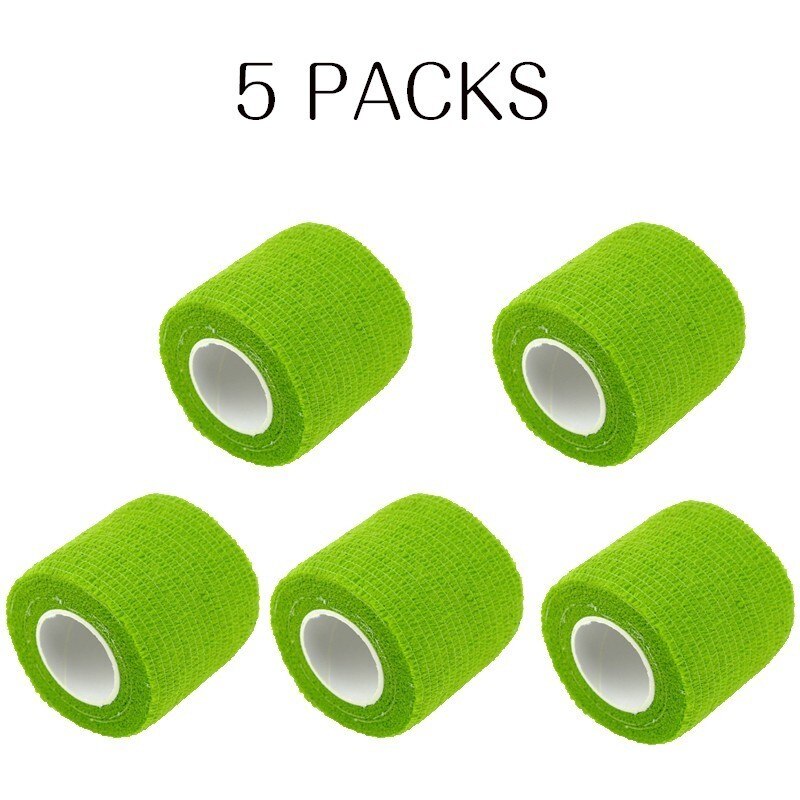 5 stk/parti sportssikkerhed selvklæbende elastisk bandage non-woven stof tape beskyttelsesudstyr knæ albue støtte støtte 5*450cm: Grøn