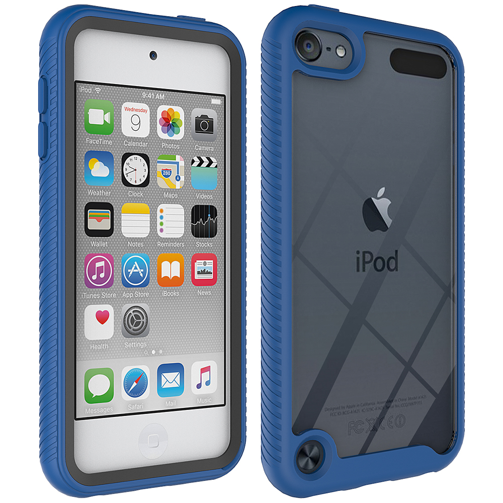 2 in 1 hybrid robust pansar stötsäkert fodral för apple ipod touch 5 6 7 mjuk tpu bumper hård pc genomskinligt skyddande bakstycke