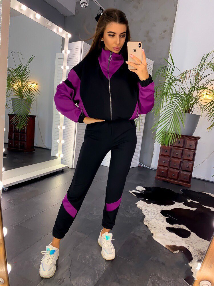 Vrouwen Running Set Sport Fitness Toevallige Sweatshirt En Broek Herfst Fasion Hoodies Trainingspak Sportkleding Sets: Paars / XL