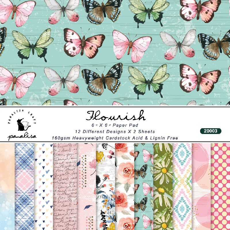 The butterfly style Scrapbooking paper pack of 24 sheets handmade craft paper craft Background pad 5930