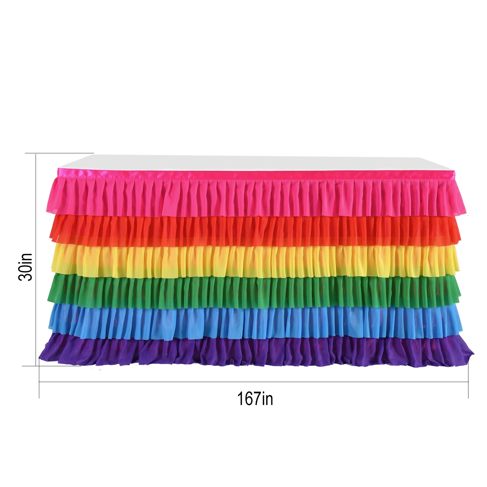 6 Layer Tulle Table Skirt Tutu Table Skirts Tableware Rainbow Baby Birthday Party Decorations Banquet Wedding Home Party Supply