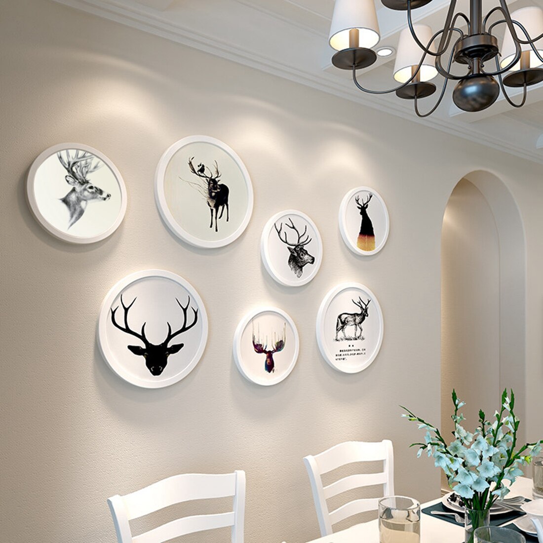 Round Photo Frame DIY Wooden Photo Frames Wall Mounted Hanging Picture Frames Cadre Photo Murale Living Room Decor