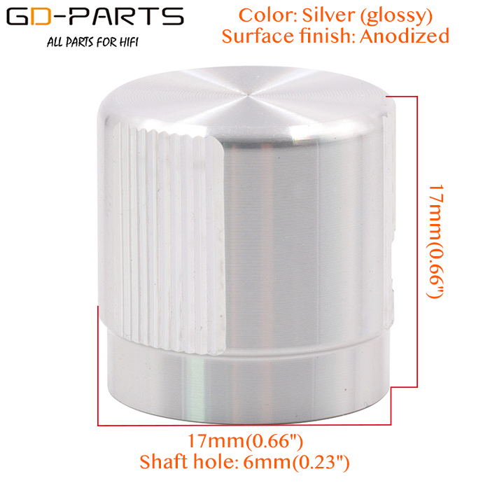 17*17mm Massivem Aluminium Set Pointer Knob Für Hifi Audio AMP DAC Radio Lautsprecher Potentiometer CNC Gefräste: Silber