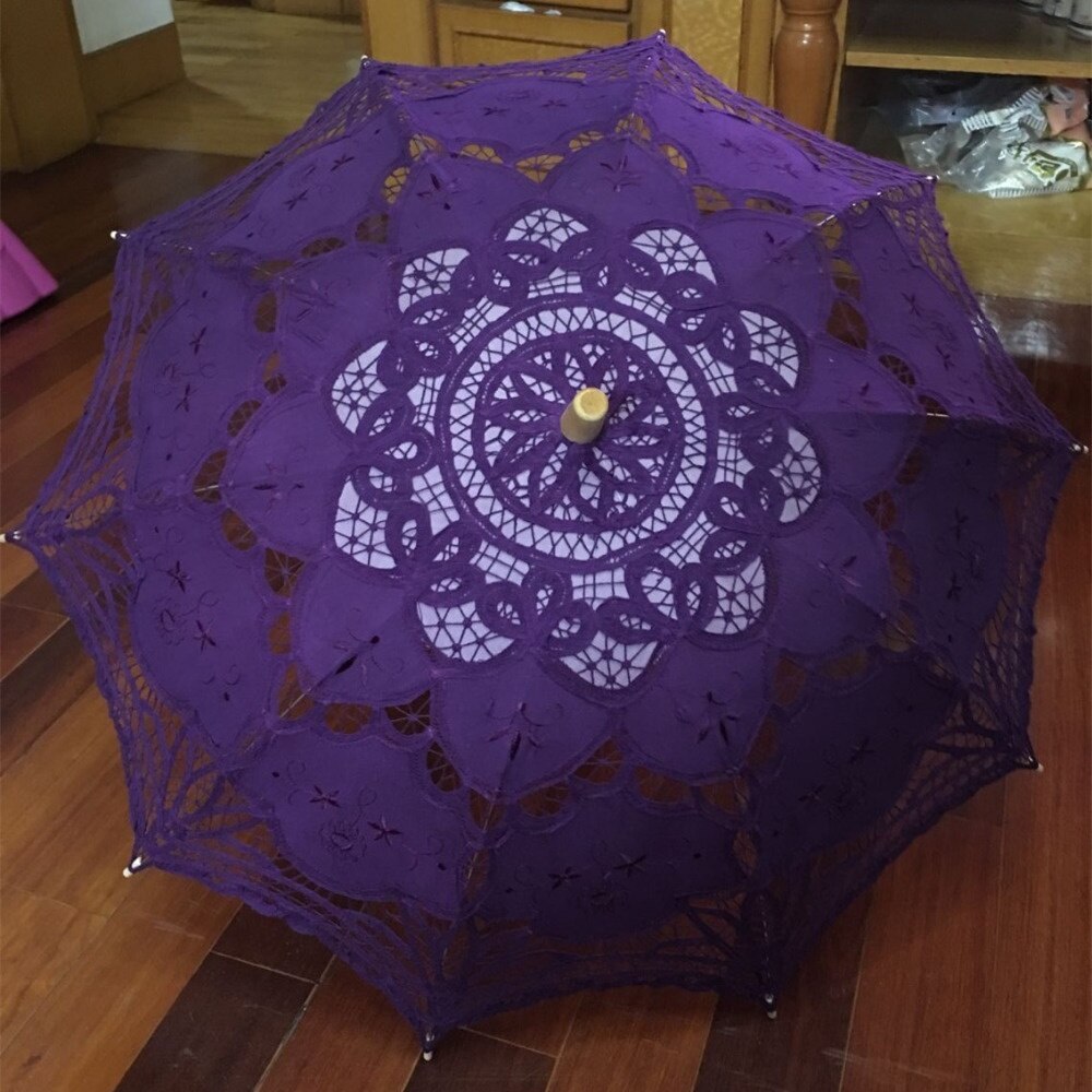 Spetsparaply parasoll broderi vit spetsparasol bröllop paraply dekorationerparapluie mariage
