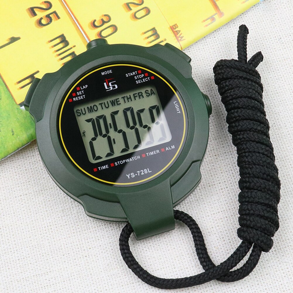 Kitchen Timers Classic Digital Handheld LCD Chronograph Sports Stopwatch Timer Stop Watch With String