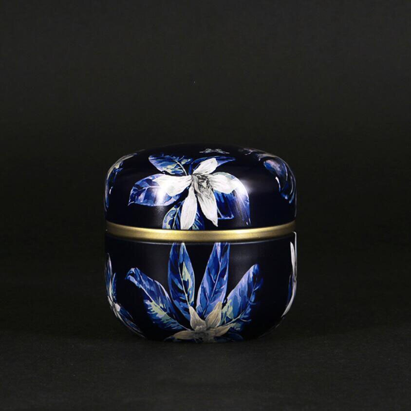 Lata de té de metal de alta gama, creativa, japonesa, pequeña, redonda, portátil, para viaje, caja de embalaje, caja de hierro: 02