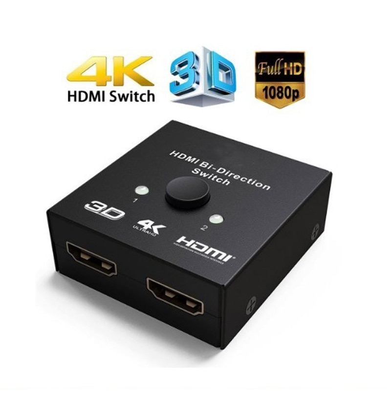 4K HDMI Switch 2 Poorten Bi-directionele 1x2/2x1 HDMI Switcher Splitter Ondersteunt ultra HD 4K 1080P 3D HDR HDCP voor PS4 Xbox HDTV