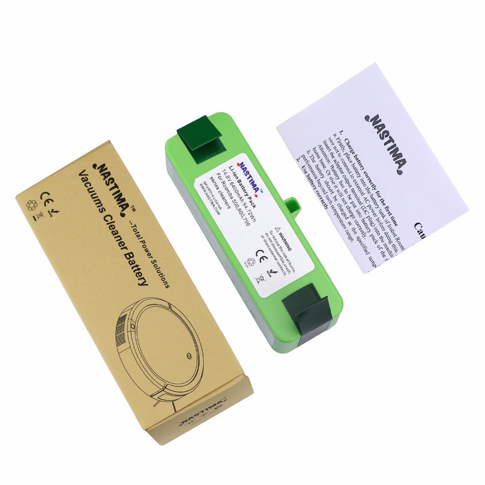 Nastima 14.8v 6400 mah /4400 mah lithium genopladeligt batteri til irobot roomba 500 600 700 800 series 560 620 650 700 770 780 880