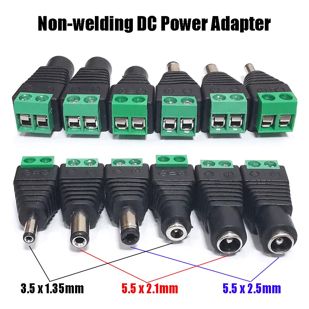 5.5X2.1/2.5Mm 3.5X1.35Mm Man Vrouw Dc Power Kabel Jack Plug Adapter Connector Voor cctv Camera Led Strip