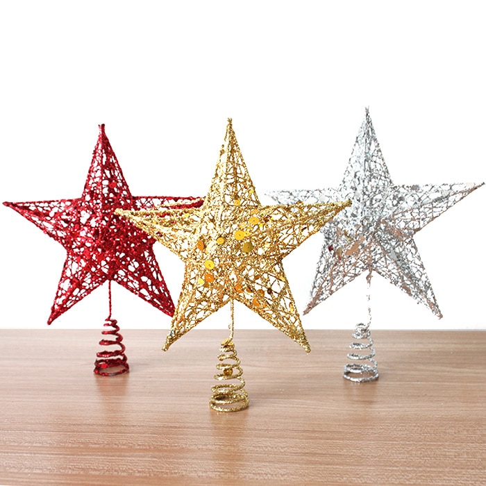 2 Stuks Kerstboom Top Decoraties Sterren Voor Huis Tafel Topper Decor Accessoires Ornament Xmas Decoratieve Supplies